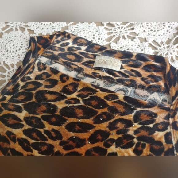 Caché Velvet Leopard Print Tank Top With Rhinestones - Picture 3 of 4